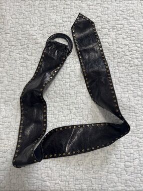 HYDE Black Studded Wide Leather Belt